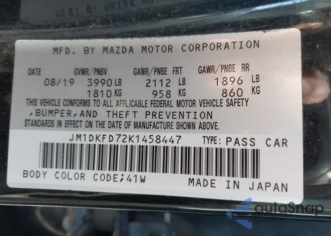 2019 Mazda Cx-3 Grand Touring from USA, damaged, VIN JM1DKFD72K1458447